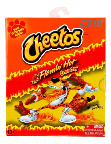 Boneco da Jada Toys Flamin' Hot Glow-in-the-Dark de Chester Chetos
