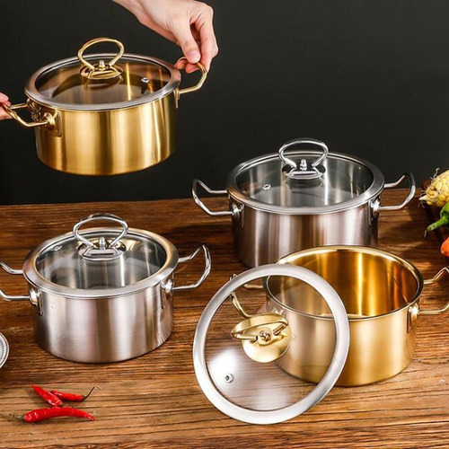 Olla Coreana Para Fideos, Olla De Acero 16 Cm De Plata