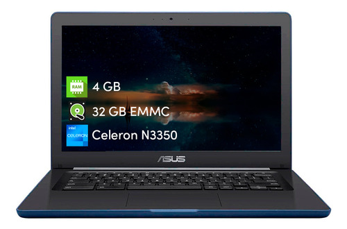 Notebook Asus Chromebook C403 Celeron 4gb 32gb 14 Chrome Os color negro