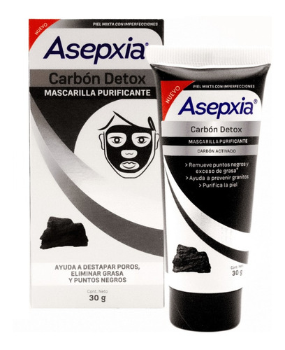Imagen 2 de 6 de Asepxia Carbón Detox Mascarilla Peel Off 30 G.