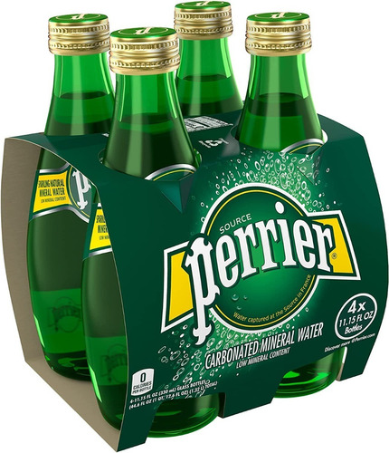  Água Mineral Importada Perrier Gaseificada 330ml 4 Unidades