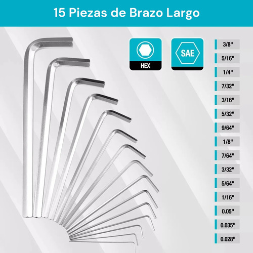 Juego Llaves Allen 30 unidades hexagonales Duratech con estuche