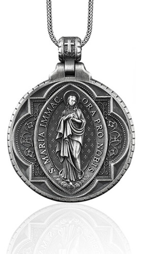 Medalla Collar Santa María Inmaculada Plata 925: Regalo