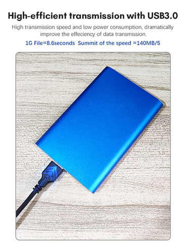Disco Duro Portátil Usb 3.0 De 1 Tb, 2.5, Alto, Azul