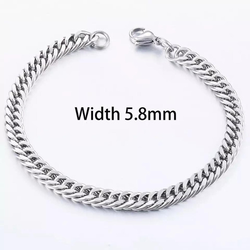 Imagen 3 de 3 de Pulsera Cubana Plateada 5.8 Mm Cadena