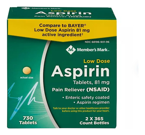 Aspirina 81mg Baja Dosis  (730 Tabletas) Member's Americano