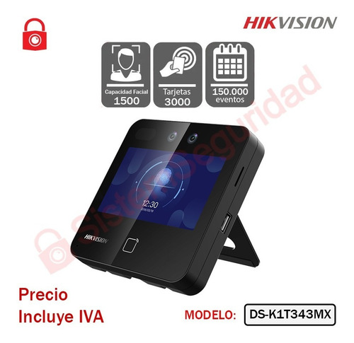 Imagen 2 de 5 de Reloj Biometrico Reconocimiento Facial Ds-k1t 341 Hikvision