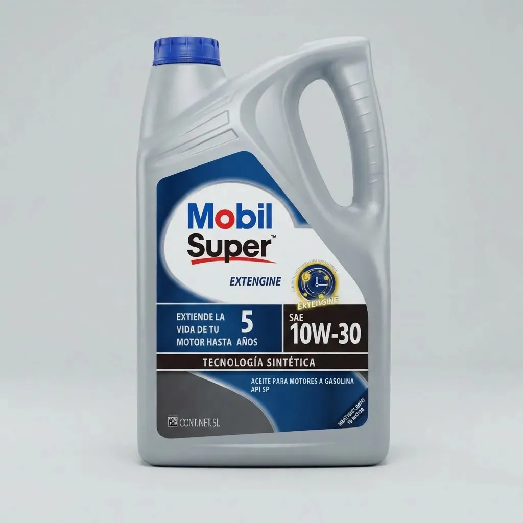 Aceite de Motor Mobil Super Extengine 10W-30 Semi-Sintético, 5 L