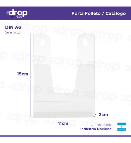 Imagen 3 de 10 de Porta Folletos Hojas A6 10x15cm Tipo Acrílico Pared X10u