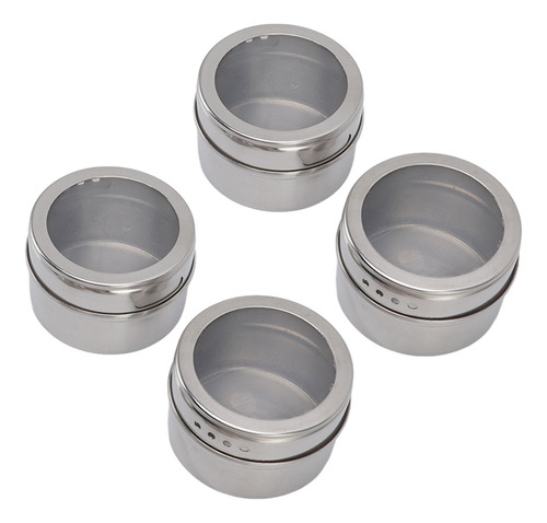 Tarros De Acero Inoxidable Para Especias, 4 Unidades, Con Ta