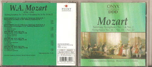 Holanda Salzburg Symphony Nº 1 & 2  Nº 16 18 22 Mozart Onyx