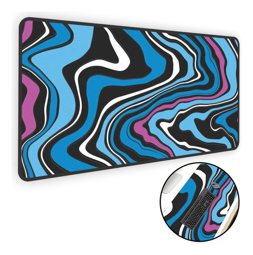 Mouse Pad Gamer Extra Grande 100x50 Abstract Liquid Azul