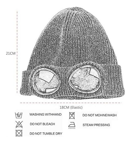 Manswill Gorro De Lana Unisex Con Gafas De Punto, Cálido Gor