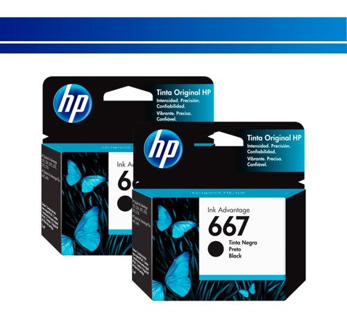 Combo 2 Cartuchos Hp 667 Tinta Original Negro 3ym79al