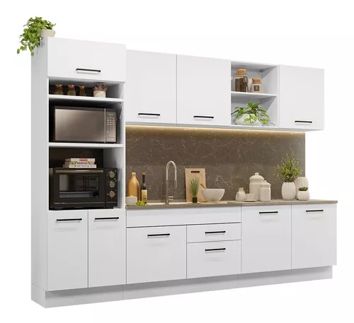 Anaqueles de Cocina parte superior High Gloss parte inferior Blanco, puerta  decorativa aluminio y vidrio Negra #cocina…
