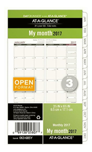 Day Runner Planificador Mensual Repuesto 2017, Formato