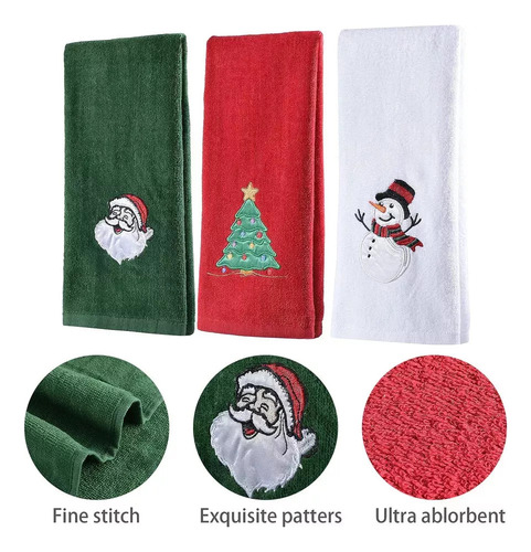 Juego De 3 Toallas De Baño Navideñas Grandes, 38 X 61
