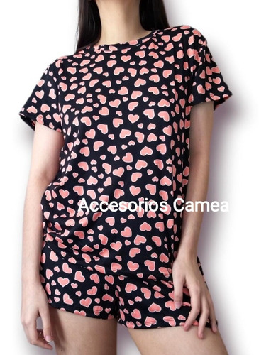 Pijama Mujer Manga Corta Short Verano Varios Diseños 