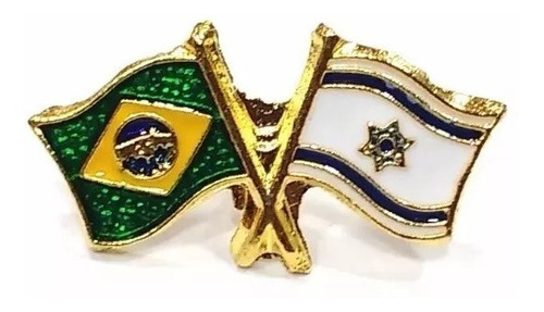 Kit 10 Bótom Pim Broche Bandeira Brasil X Israel Folheados