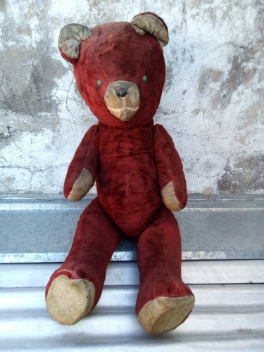 Antiguo Oso Peluche Relleno Paja Alambre Articulado