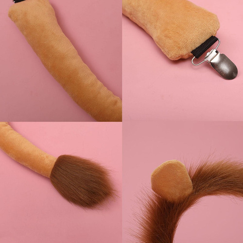 Set De Disfraz De Peluche Con Orejas De Cola De León, Disfra