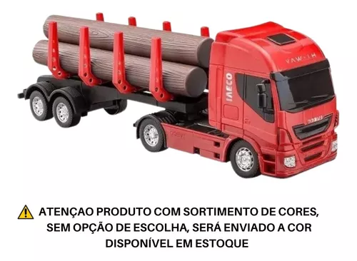 Brinquedo Caminhão Carreta Com Toras De Madeira Iveco Hiway