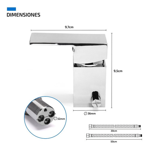Imagen 3 de 8 de Griferia De Bidet Monocomando Para Baño Y Vanitory Lavatorio