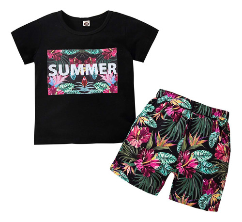 Conjunto De Ropa De Verano Para Niños Con Estampado Floral E