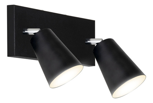 Aplique 2 Luces Lampara Pared Moderna Cono Movil Deco Led Color Negro