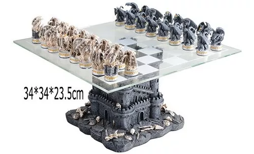 jogo de xadrez temático medieval Romano modelo 3 tabuleiro de resina 32  peças