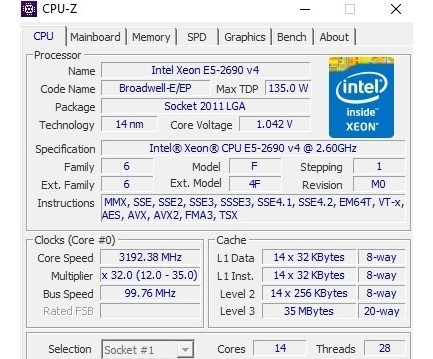 Processador Cpu Xeon E5-2690v4 2.6ghz 14-core Cache35mb Desb