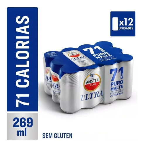 Kit C/ 12 Cerveja Amstel Ultra 269ml Lata Lowcarb