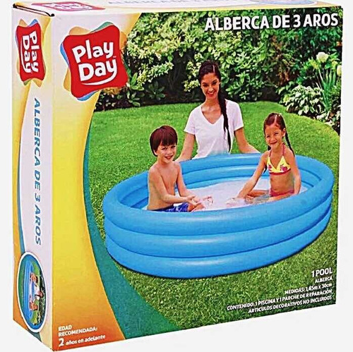Imagen 1 de 9 de Alberca Inflable 3 Aros Play Day 1.65m X 30cm Niños Piscina Color Rosa