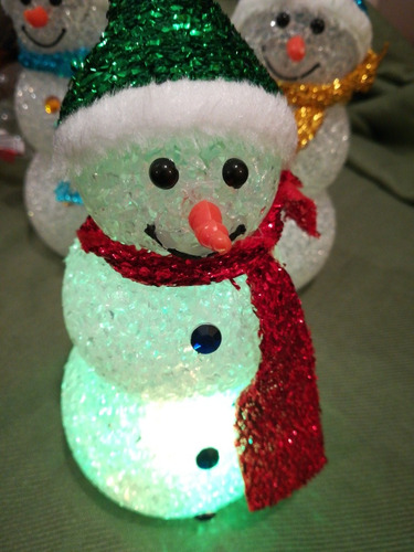Imagen 10 de 12 de Muñeco De Nieve Con Luz Decoración Navidad 20 Cm Altura