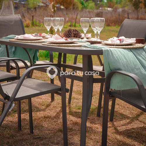 Imagen 3 de 10 de Juego De Jardin Sillas Sillones Mesa 7 Piezas Gris