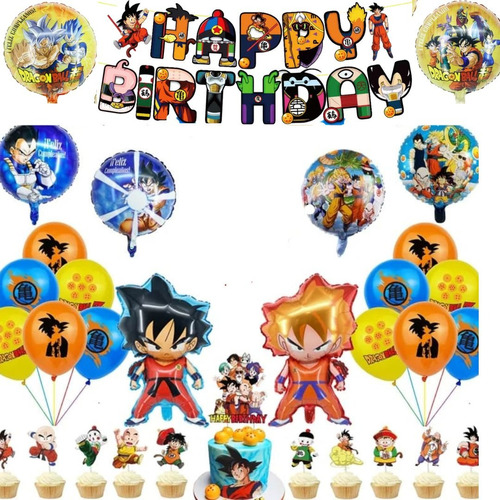 Set Decoración + Globos De Fiesta Dragon Ball Z