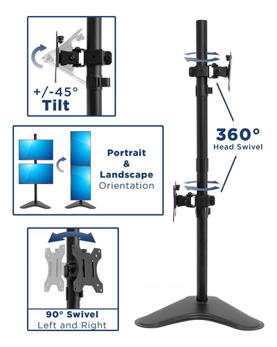 Soporte Vertical Doble Para Monitor Ajustable De Escritorio