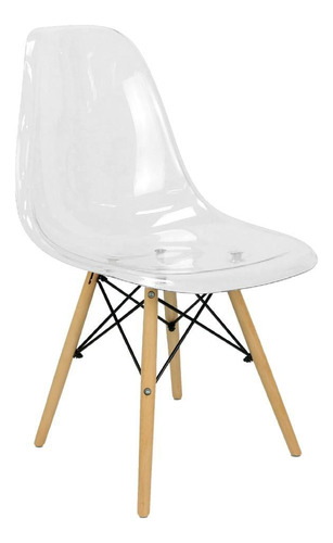 Cadeira Charles Eames Wood Design Eiffel Transparente Acrili Cor da estrutura da cadeira Madeira Desenho do tecido Liso