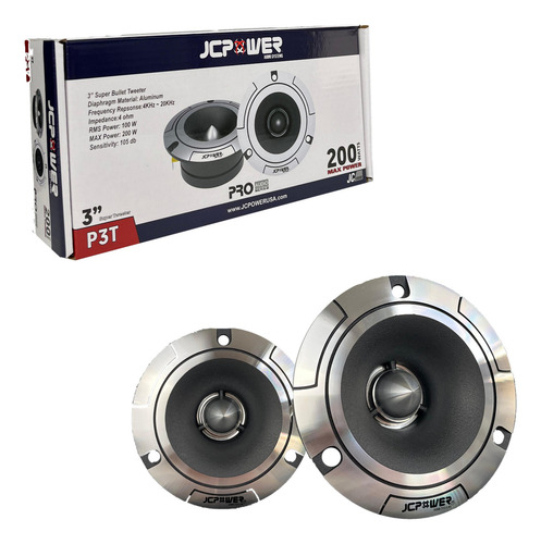 Super Bullet Tweeters Bala Jc Power P3t 3 Plg Open Show 200w Plateado