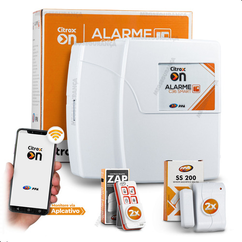 Kit Central Alarme Ppa On C36 Wifi 2 Sensores 2 Control