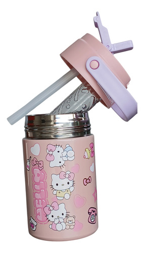 Termo Vaso Hello Kitty 500 Ml Acero Inox Antiderrames Niña