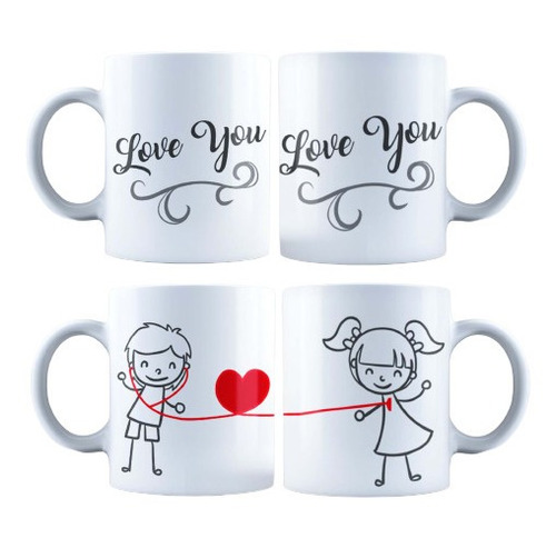 Dúo De Tazas I Love You Amor Aniversario San Valentín M8