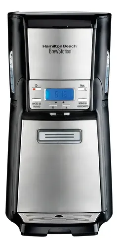 Cafeteira Elétrica Americana Brewstation Elite Hamilton Beach Preta/inox 35 Xicaras Preparo Personalizável Relógio... 127v Preto/prateado