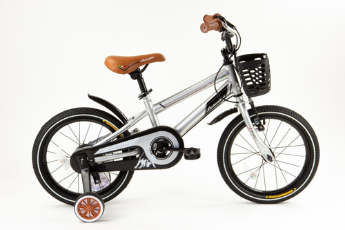 Bicicleta paseo infantil Dencar Lamborghini 7155  2024 R16 frenos v-brakes color gris con ruedas de entrenamiento  