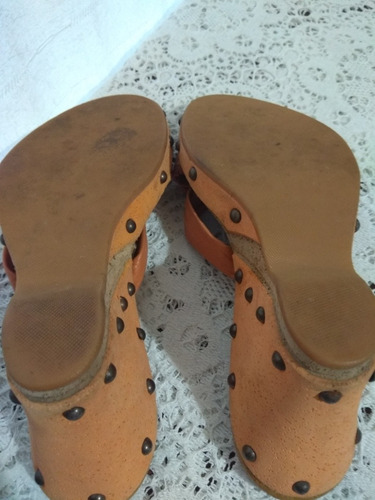 Sandalias De Cuero Taco Chino Clona