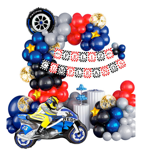 Kit De Globos Moto Set Para Feliz Cumpleaños Motociclista