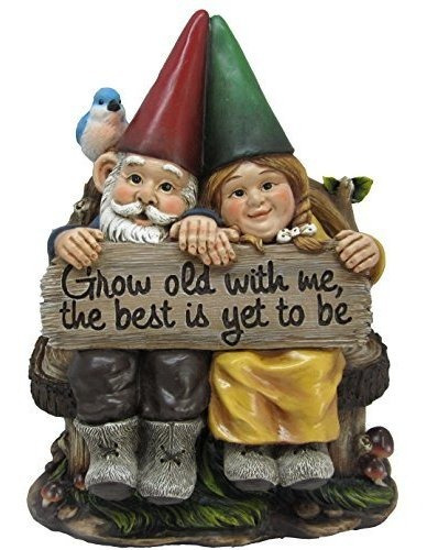 Crecer Viejo Conmigo Mr Y Mrs Gnome Pareja Estatua 11 Alto P