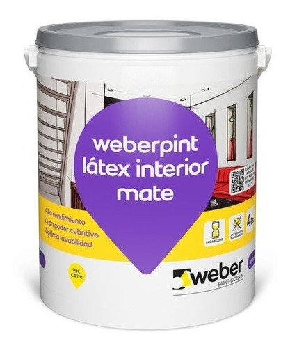 Látex Interior Mate Weberpint X 4 Lts