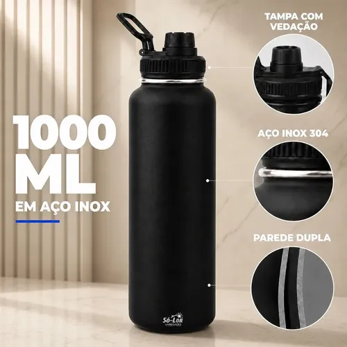 1000ml Garrafa Térmica Isolada A Vácuo Squeeze Aço Inox 304 para ...