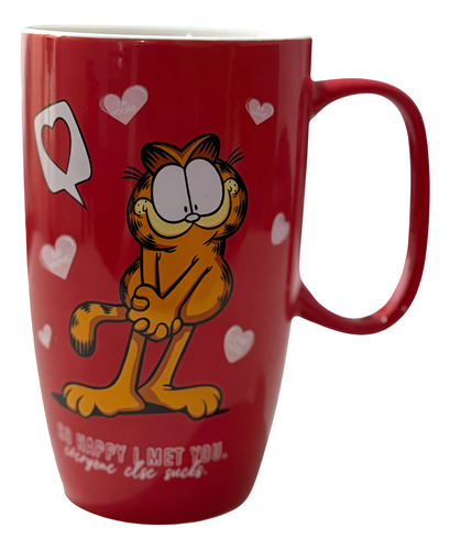 Taza Jumbo Cerámica Garfield San Valentín 600 Ml Color Rojo